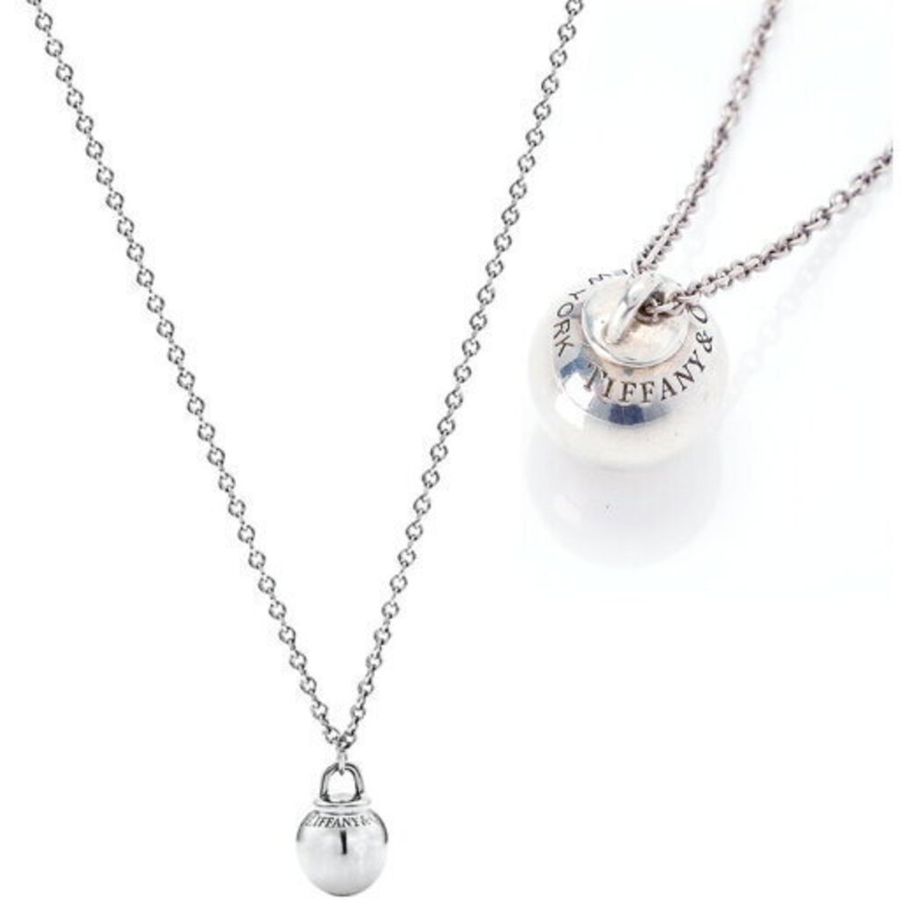 Tiffany Co Logo Ball Pendant NecklaceSilver ChainSterling SilverHardwear